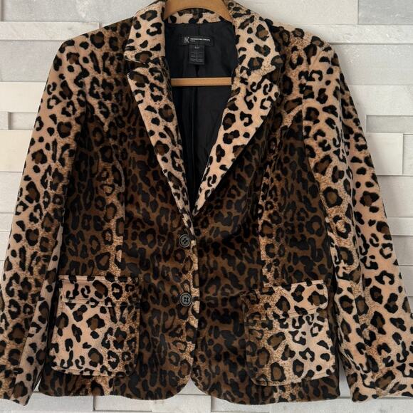 INC International Concepts Jackets & Blazers - INC INTERNATIONAL CONCEPTS Leopard Velvet Dinner Jacket Blazer Holidays 14P